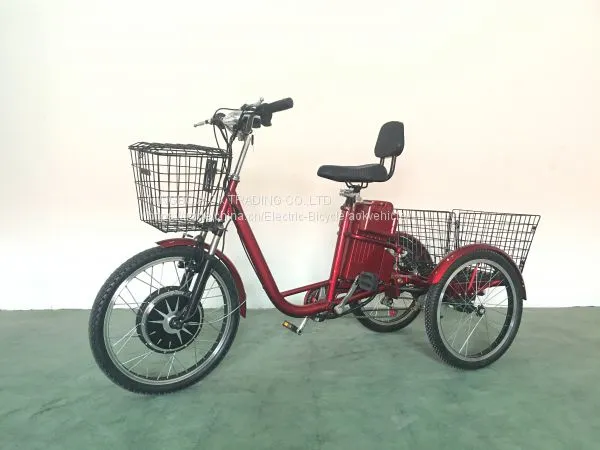 350Вт, 48В электрический трицикл с передней и задней корзиной, EWheels электротрицикл для взрослых