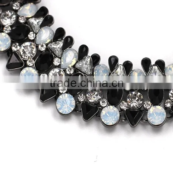 Fashion New Design White/black Opal Gem Choker Necklace for Women Big Brand Jewelry photo-4