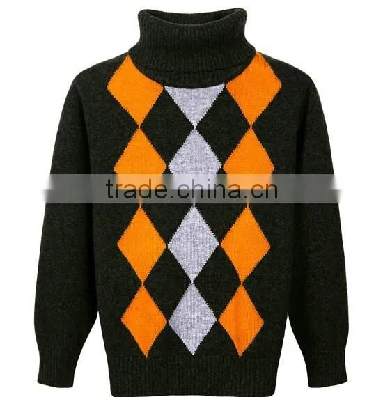 Wholesale Turtleneck Boys Kids Winter Agryle Intarsia Sweater photo-2