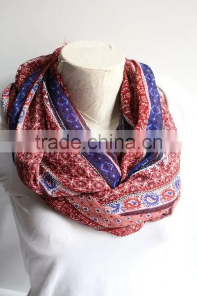 Boho Scarf, Tribal Infinity Scarf, Ethnic Scarf,Blue and Red Infinity Scarf, Women Accessories, Gift for Her photo-5