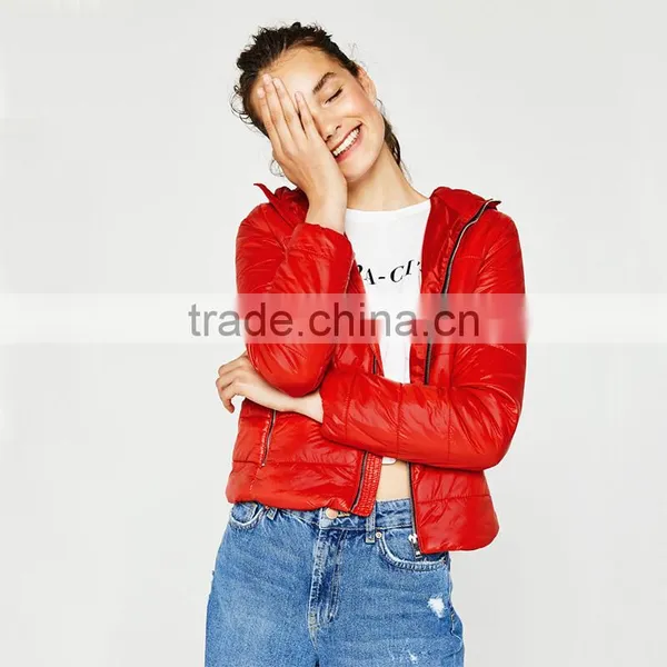 2017 OEM Short Fine Jacket With Hood Winter Bomber Warm Quilted Jacket photo-3