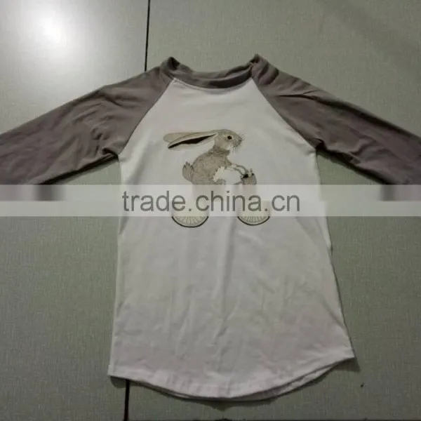 2017 Spring Easter Day Cute Bunny Screen Print Top Girl Clothes Shirt