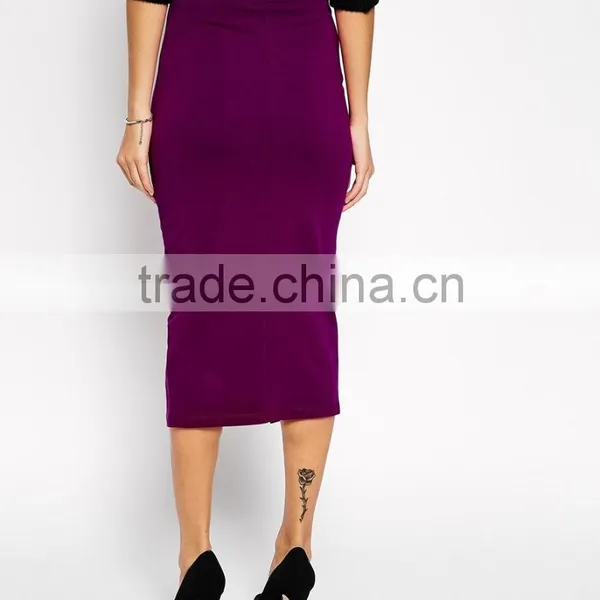 Clothing Manufacturer Front Split High Waist Pure Color Long Skirt photo-2