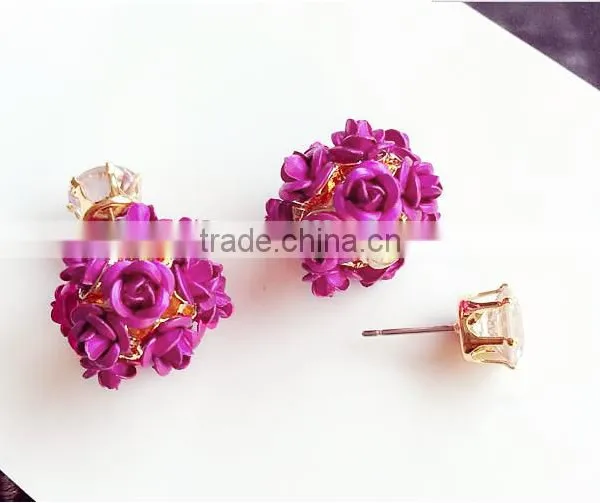 Ball-flower Fashion Diamond Stone Jewelry Stud Earrings photo-3