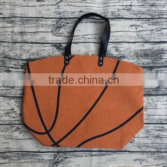 Wholesale Printed Softball Baseball Tote Canvas Cotton Personalized Totes Bag for Moms Football Bags With Leather Handles photo-5
