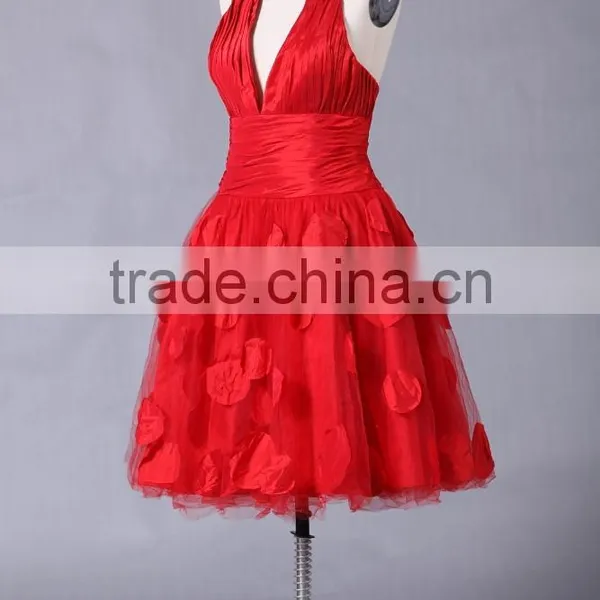 2017 New Designer Ruffle Knee-length Poly Chiffom Evening Dress ED108 photo-2