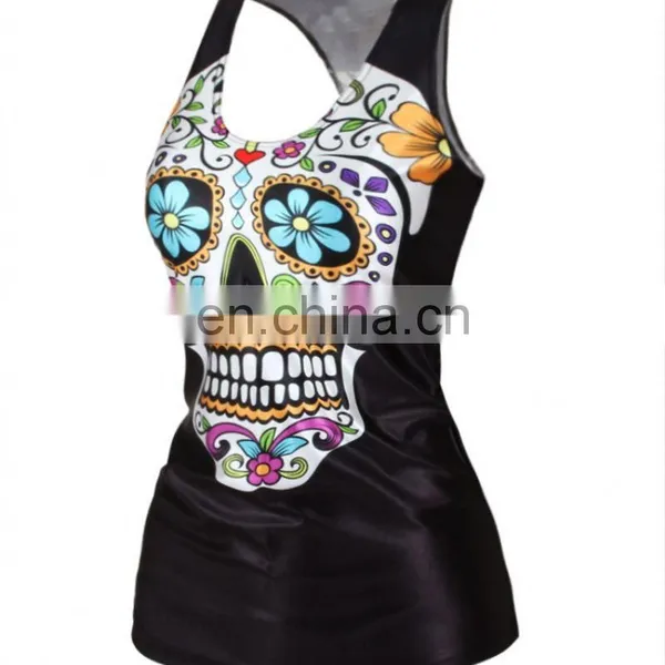 Top Fashion Simple Design Lady Horror Skull Rock T-shirt photo-4