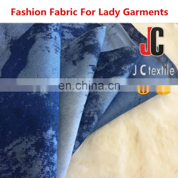 Wholesale high quality tencel printed distressed jeans denim fabric
