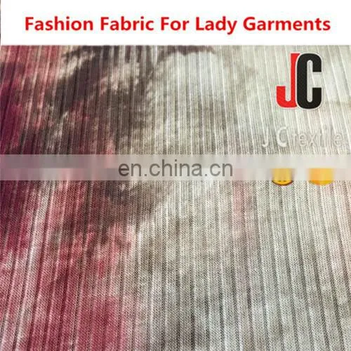 Shaoxing High Quality Soft Hand Feel Knit Rayon Spandex Tie Dyed Rib Morley Vintage Fabric photo-5