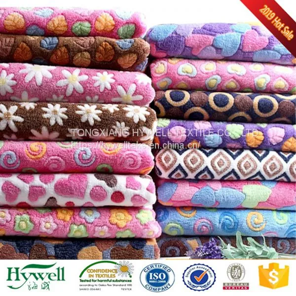 100% Polyester Knit Fabric Flannel Coral Fleece