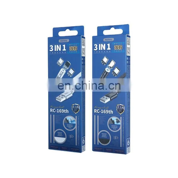 Remax Flag Series RC-169th 1M 360 Degree Charger Usb Type-C Braided 3 In 1 Magnetic Charging Cable for Iphone photo-3