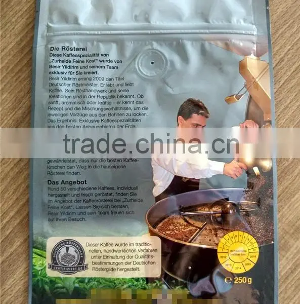 Laminated Plastic Custom Printed Metalized Stand up Coffee Pouch With Zipper photo-4