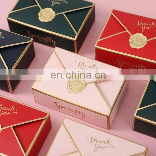 Custom Happy Birthday Gift Cardboard Origami Package Boxes Pink Metallic Craft Paper Empty Sweet Packaging With Wax Seal photo-2