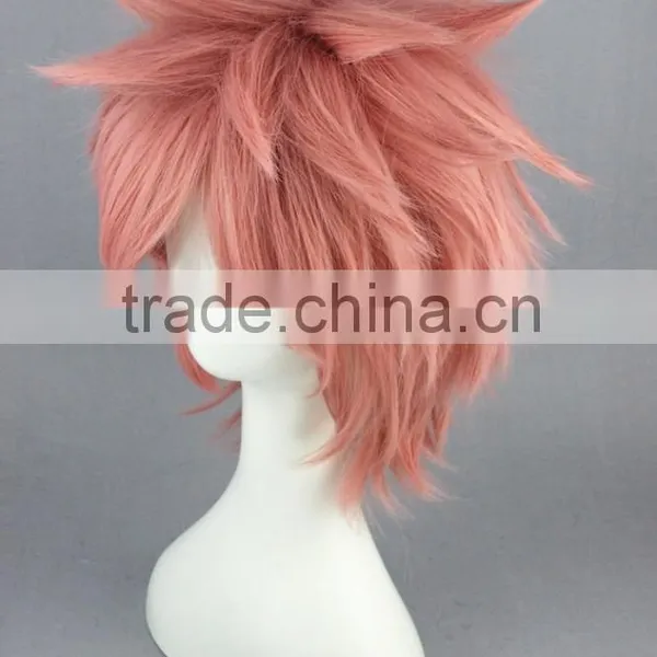 High Quality 35cm Short Straight Fairy Tail Wig Natsu Dragneel Pink Wig Synthetic Anime Wig Cosplay Hair Wigs photo-4