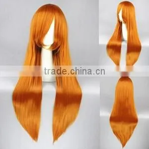 High Quality 80cm Long Straight Orange Wigs EVA Soryu Asuka Langley Cosplay Hair Wigs Synthetic Anime Wig Party Wig photo-2