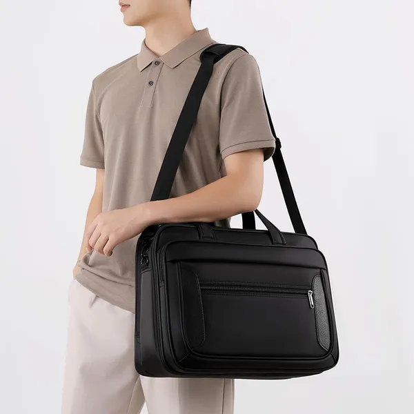 Men's Business Briefcase, Large Capacity 15.6-inch Laptop, Portable Crossbody, Business Travel, Commuting Shoulder Bag, Men's photo-2