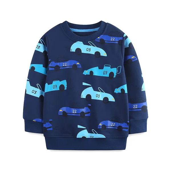 Boys’ Crew Neck Sweatshirt With All-Over Construction Vehicle Print