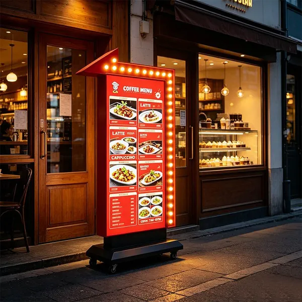 Mobile Marquee Arrow Light Box Double-Sided Soft-Fabric Signage With Running Bulb Effect