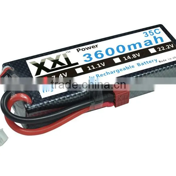 XXL High Discharge Rate 35C 3600mah 7.4V Lipo Battery for rc Hobby photo-3