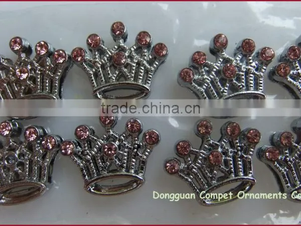 Diy Rhinestone Crystal Zinc Alloy Crown 10mm Slide Charm photo-3