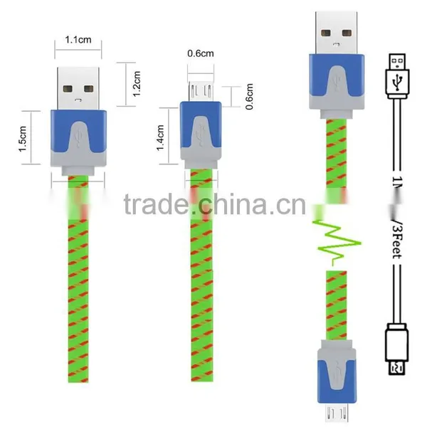 OEM ODM Braid Rohs 24awg Flat Micro Phone Charger USB Cable photo-5