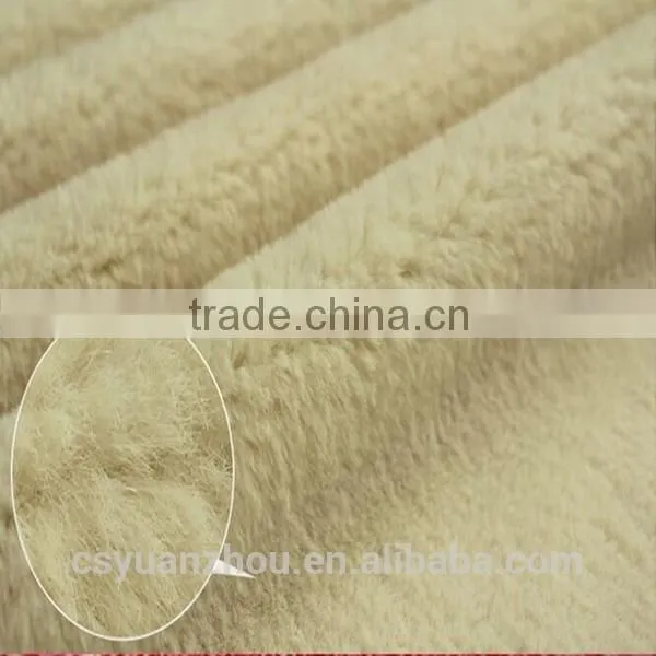 High Quality Polyester Cream Rabbit Fur Fabric photo-3