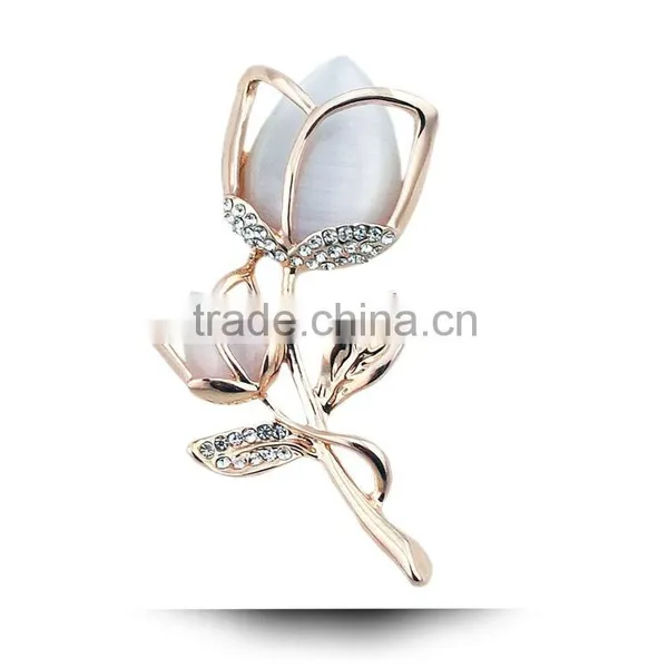 2016 Popular Clothing Alloy Plating Dumb Gold Leaf Flower Brooch Tulip For Men And Women Are Optional photo-3