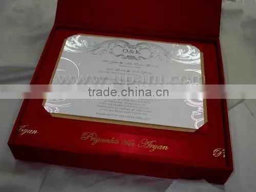 Red and Gold Embroidered Silk Invitation Box WHOLESALE photo-5