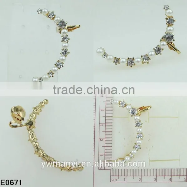 Latest Fashion Hot Sale New Design Clip Earring With Pearl E671 photo-2