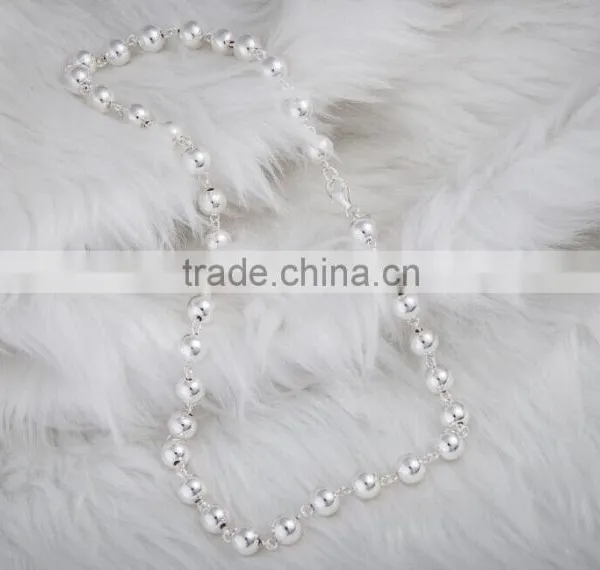8mm Sterling Beads 925 Sterling Silver Neckalce in Stock photo-4