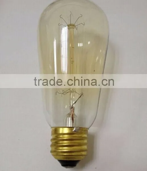 Incandescent Bulbs Light ST64 Amber Glass Brass Base