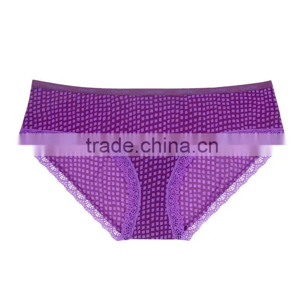 Best Selling Comfortable Women Polyester Printing Lace Brief Underwear photo-3
