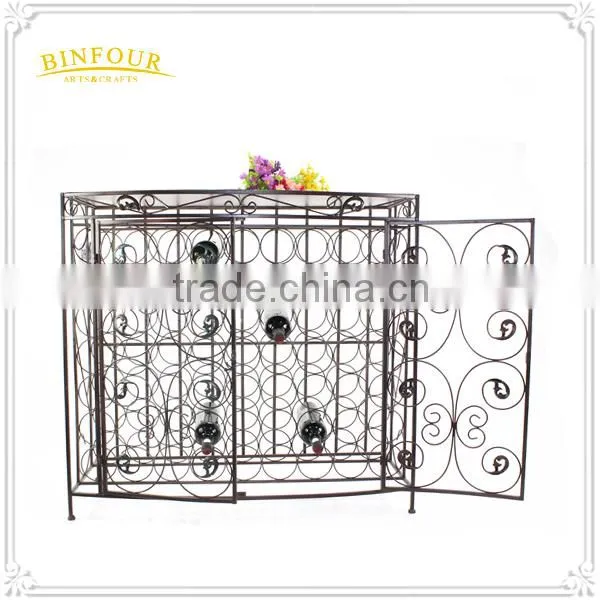 Antique Style Black Metal Wine Rack Storage Bar Wine Rack Home Furniture photo-2