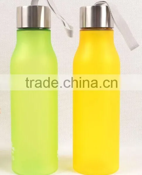 Unbreakable PC Water Bottle With Strap Lid