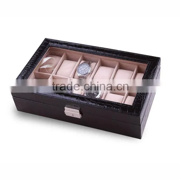 Wholesale High Quality Wooden 24 Slots Leather Wrap Watch Display Box photo-2