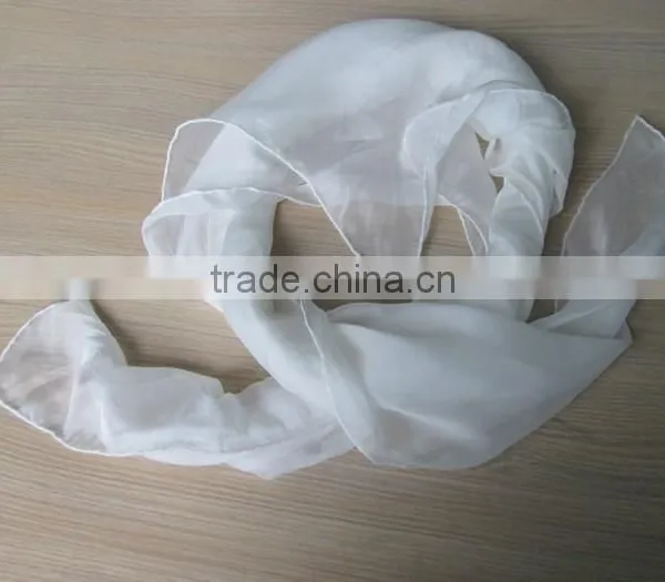 Natural Plain White Long 100% Silk Scarf photo-4