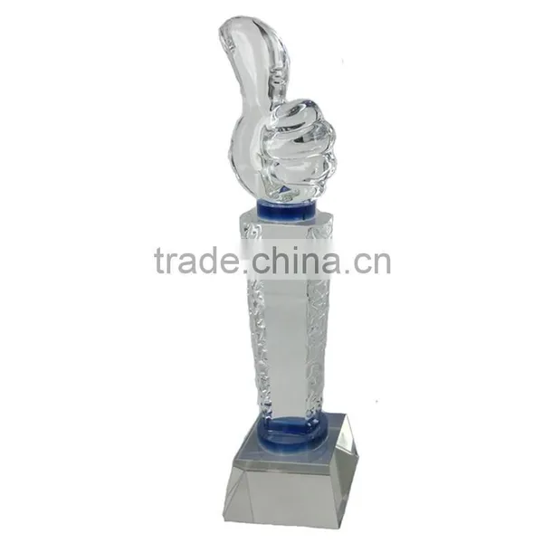 K9 Blue Crystal Direct Customized Thumb Shape Award With Base Crystal Hand Trophy photo-3