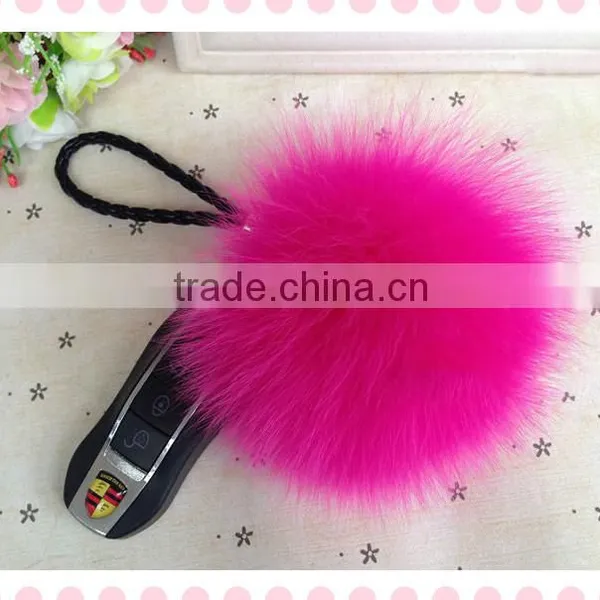 White Colour Real Fox Fur Pom Pom Key Chain photo-4