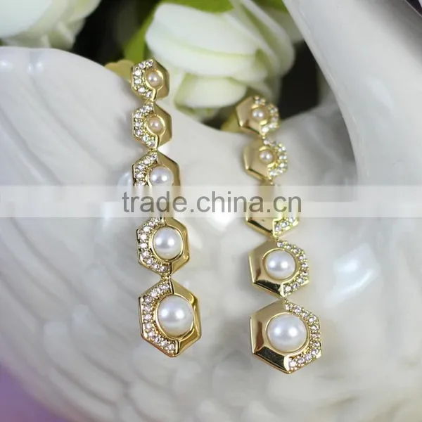 Kingman Fashion 14k Gold Spiky Snug Crystal Ball Earrings photo-3