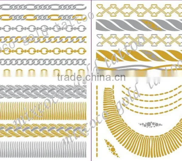Mixcoco Metallic Tattoo Supply, Custom Body Jewelry Temporary Metallic Tattoo/water Transfer Printing Gold Tattoo Quality Choice photo-6