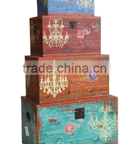 Vintage Decorative Wooden Storage Trunk Box photo-5
