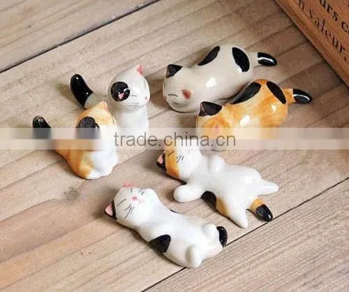 Cute Hand Made Chinese Ceramic Cartoon Cat, Panda, Rubblit & Dog Pattern Chopsticks Rest Knife Fork Holder photo-3