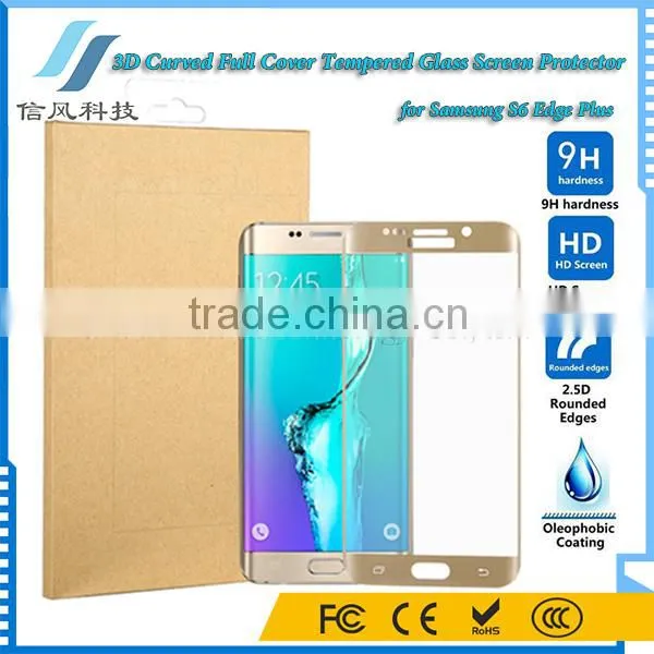 Gold 3D Curved Screen Protector S6 Edge Plus Tempered Glass 9H photo-2