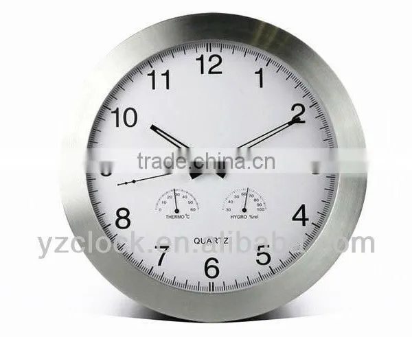 Brushed Aluminum Wall Clock With Temperature And Humidity photo-2
