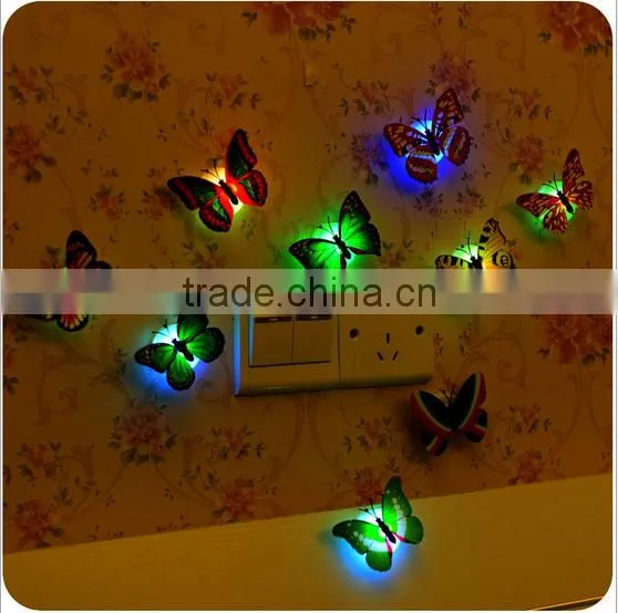 3D Wall Paper Stick on Baby Night Light Best Decoration Bedroom Butterfly Shape photo-2