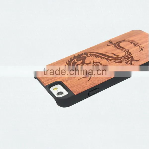 For Iphone 6 Wholesale Cell Phone Case Wood + pc With Laser Engrave Dragon and Fox photo-4