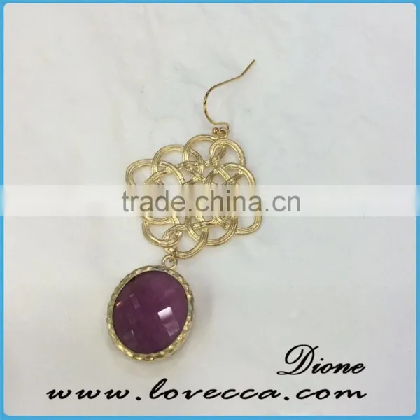 Customized Wholesale Fashion Glass Stones Earrings Stud Gold Plating Jewelry photo-4