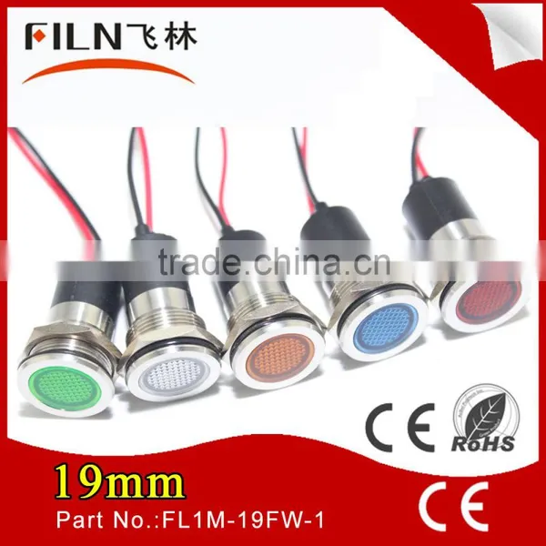 19mm Mounting Hole 12v Metal LED Lift Indicator Lamp With Cable Leading photo-3