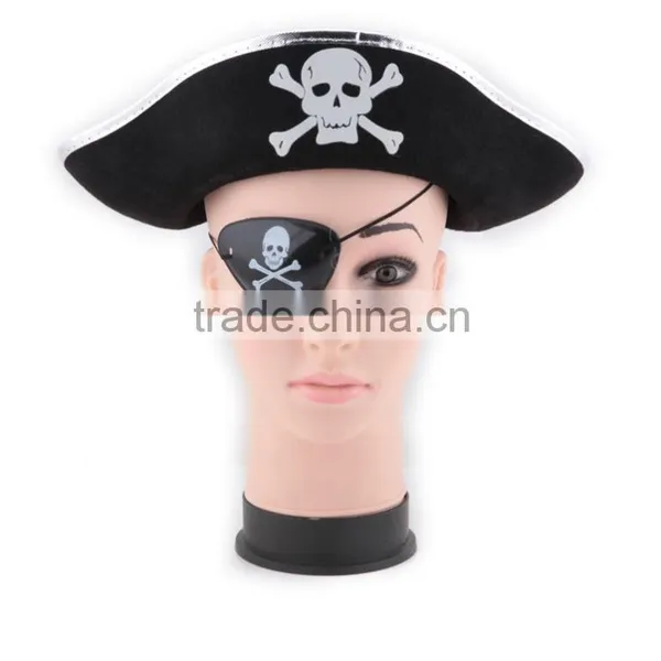Cheap Promotional Black Gold Adult Kids Non-woven Party Pirate Hat photo-3
