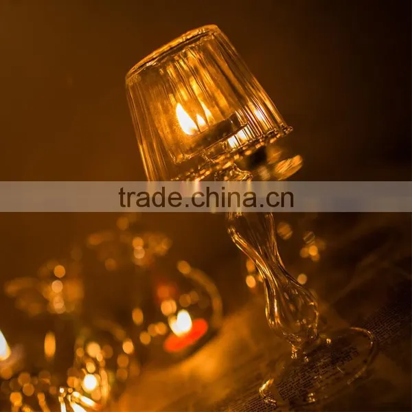 Table Lamp Shape Glass Candlestick, Noble and Elegant Desk Lamp Shaped Candle Holder photo-6